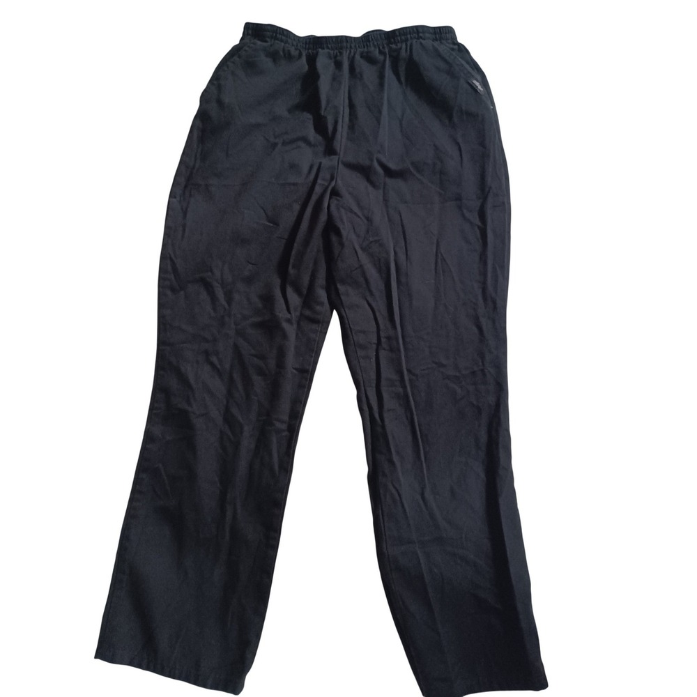 Chic Womens Black Elastic Waist Pull On Straight Leg Casual Pants Small